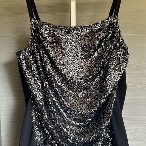 Lane Bryant Silver and Black Sequin Tank Top